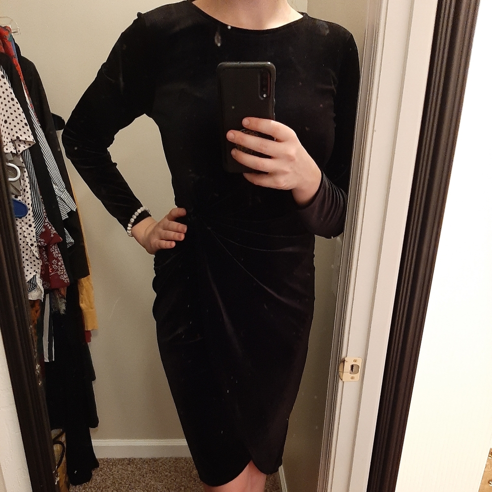 Black Velvet long sleeve dress